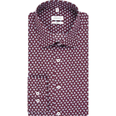 Seidensticker Overhemd donkerrood, Bedrukt