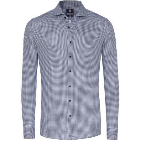 Desoto Essential Overhemd Hai Piqué Pied De Poule Blauw