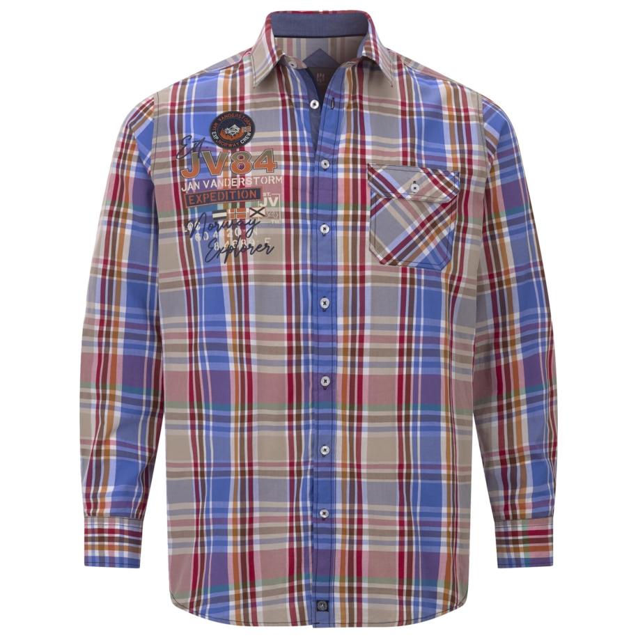 jan vanderstorm Jan Vanderstorm Overhemd Detrik blauw / mintgroen / oranje / rosa -