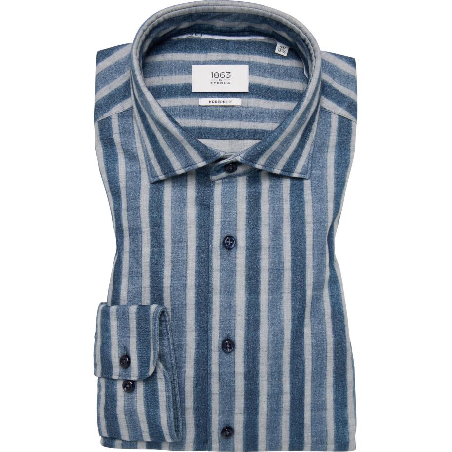 ETERNA 1863 Overhemd blauw, Gestreept Blauw