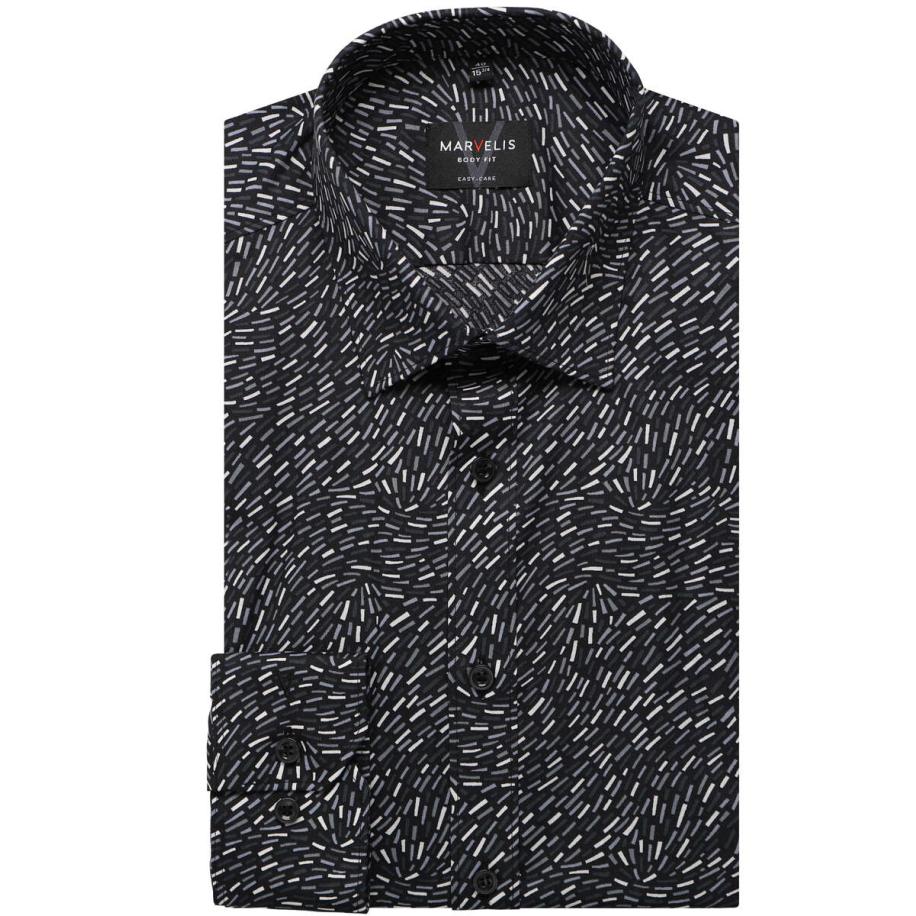 Marvelis Overhemd zwart/wit, Motief Multicolor