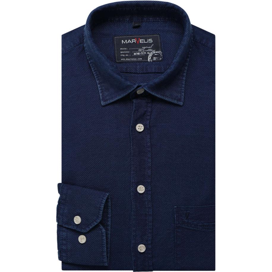 Marvelis Casual Overhemd marine, Faux-uni Blauw