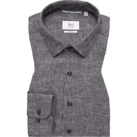 ETERNA 1863 Linnen Overhemd zilver, Effen