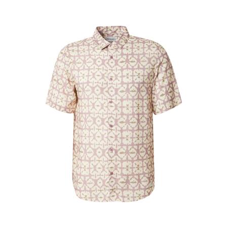 NOWADAYS Overhemd crème / lichtbruin / kersrood