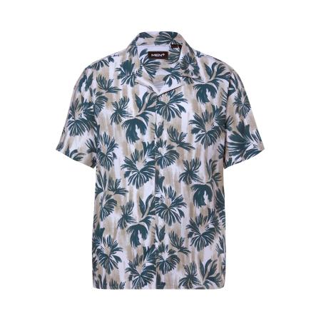 men plus Men Plus Overhemd lichtbruin / smaragd / wit