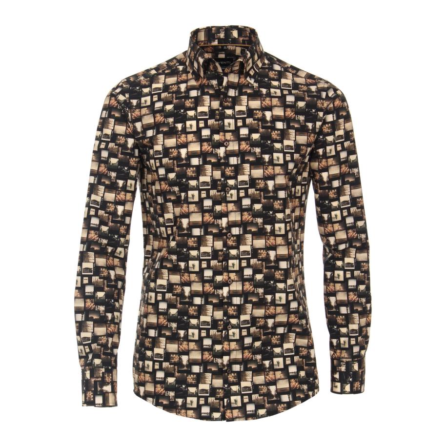 Venti Overhemd zwart, Bedrukt Zwart