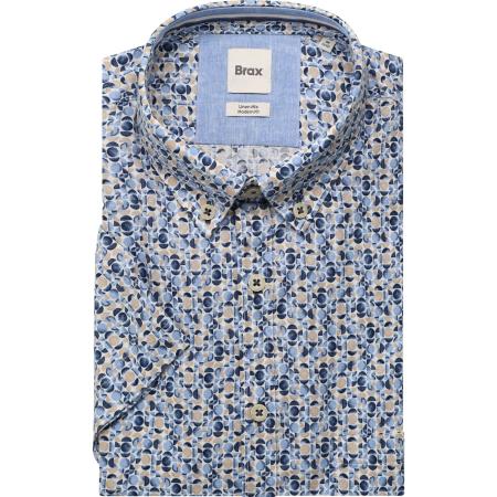 Brax Linnen Overhemd donkerblauw, Bedrukt