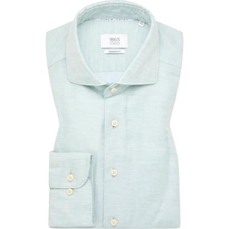 ETERNA 1863 Linnen Overhemd lichtgroen, Effen
