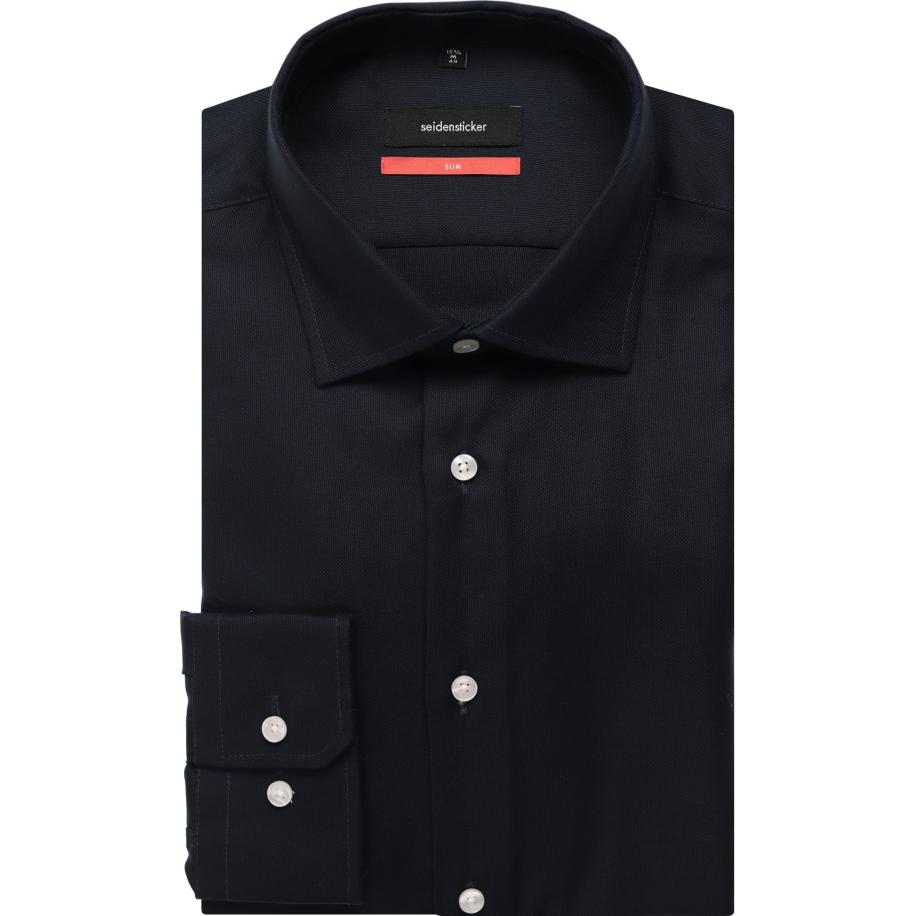 Seidensticker Overhemd donkerblauw, Effen Blauw