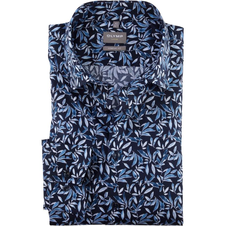 OLYMP Luxor Overhemd donkerblauw/blauw, Motief Blauw