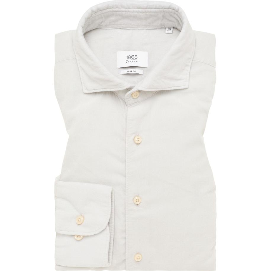 ETERNA 1863 ribfluwelen overhemd veelkleurig, Effen Wit