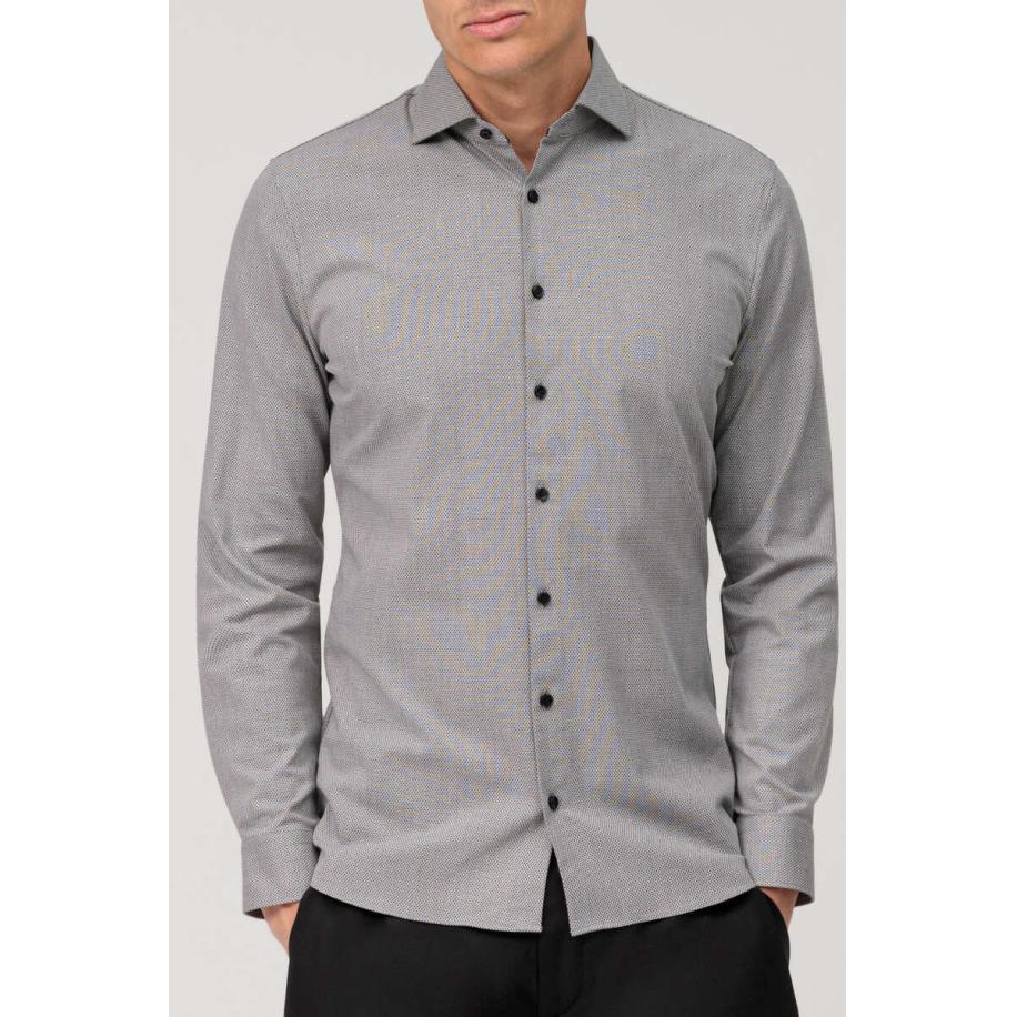 OLYMP No. Six 24/Seven Jersey shirt zwart, Effen Zwart