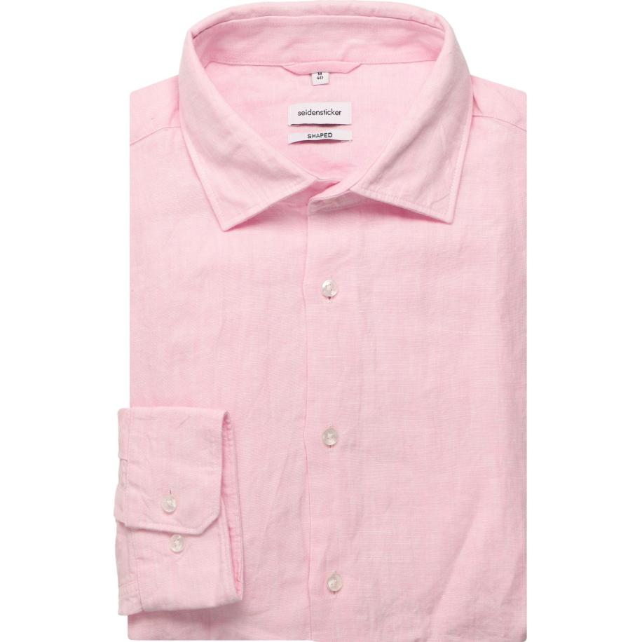 Seidensticker Linnen Overhemd roze, Effen Roze