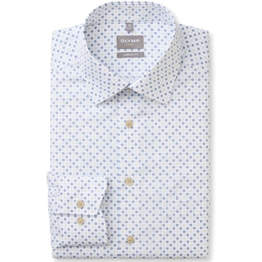 OLYMP Luxor Overhemd natuurlijk, Bedrukt Bruin