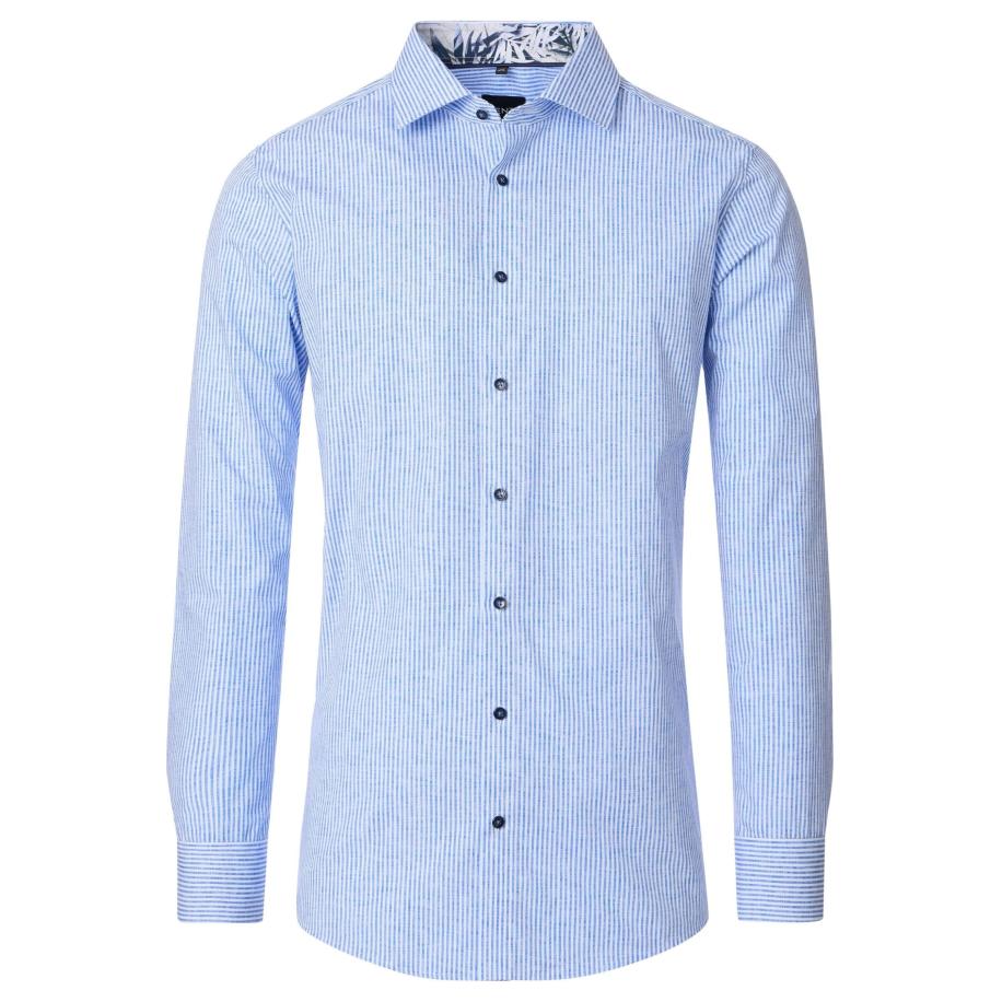 Venti Overhemd blauw, Gestreept Blauw