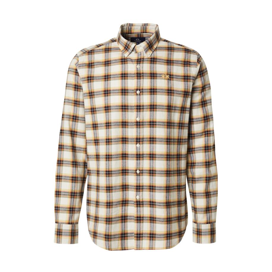 La Martina La Martina Overhemd navy / geel / oranje / wit -