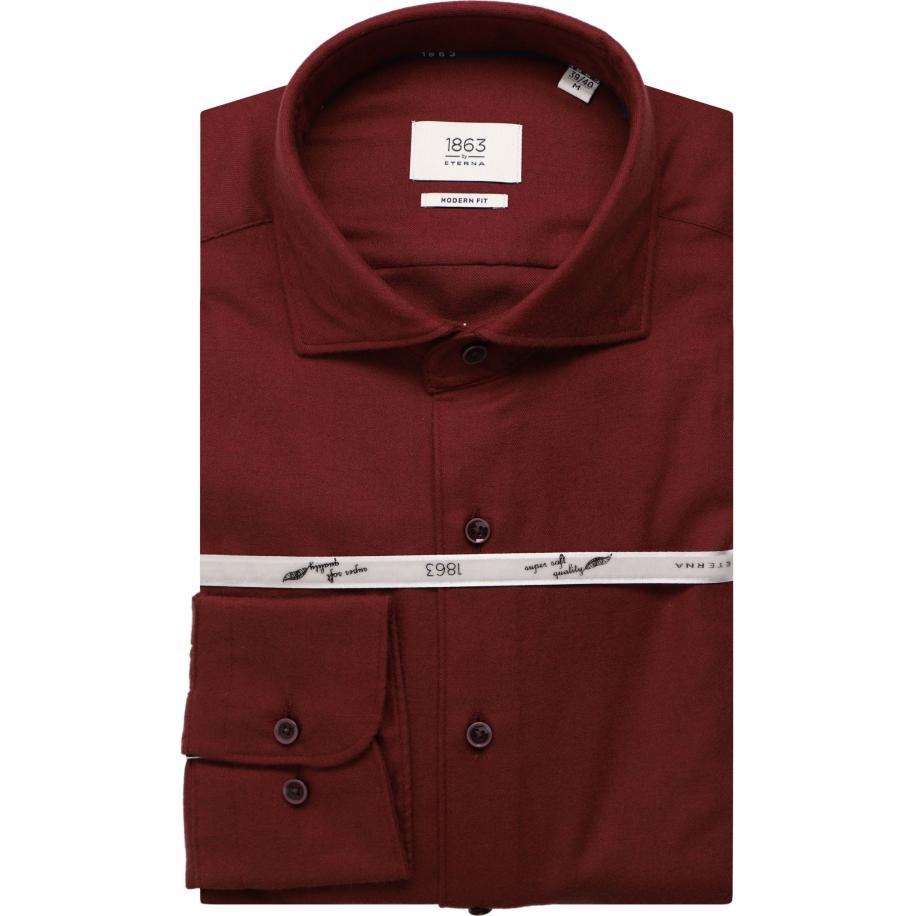 ETERNA 1863 Flanellen Overhemd, Effen Rood