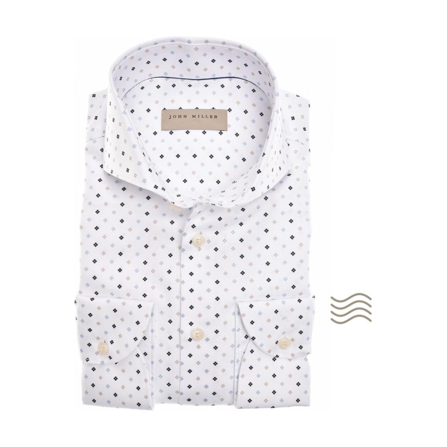 John Miller Overhemd wit, Stippen Wit
