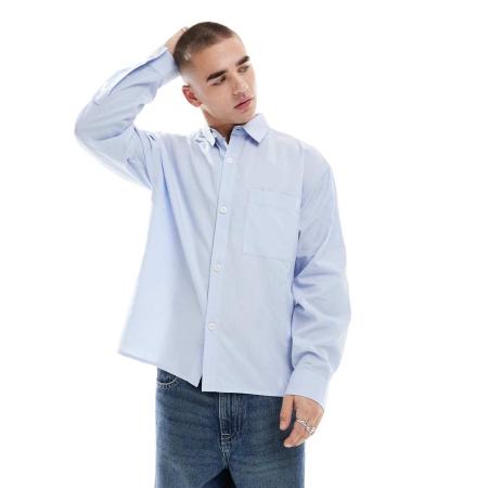 Cotton On - Overhemd van popeline met lange mouwen in blauw