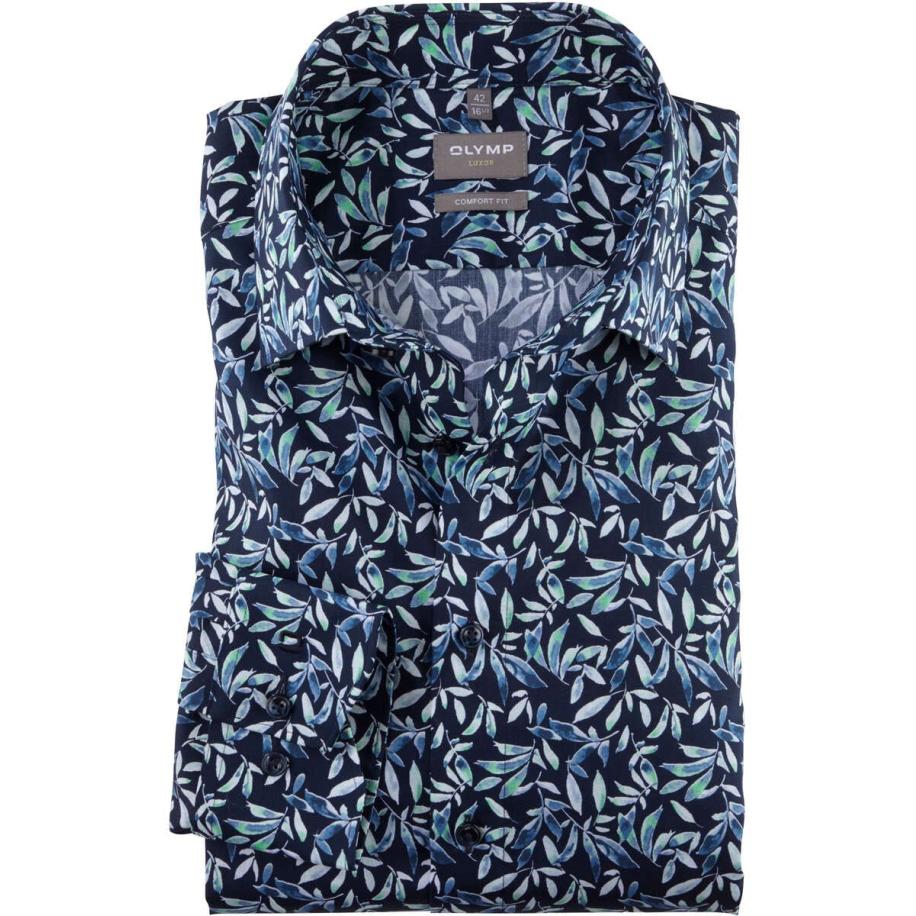OLYMP Luxor Overhemd blauw/groen, Motief Multicolor