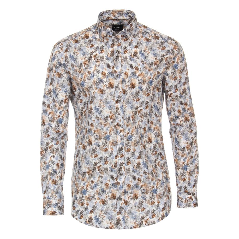 Venti Overhemd blauw, Bedrukt Blauw