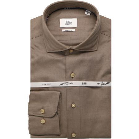 ETERNA 1863 Flanellen Overhemd beige-bruin, Effen