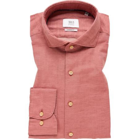 ETERNA 1863 Linnen Overhemd chianti, Effen