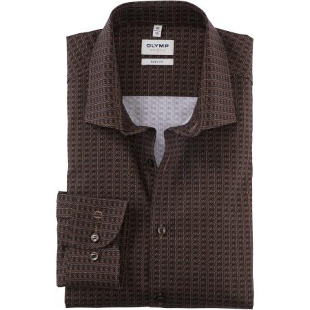 OLYMP Level Five Overhemd bruin, Bedrukt