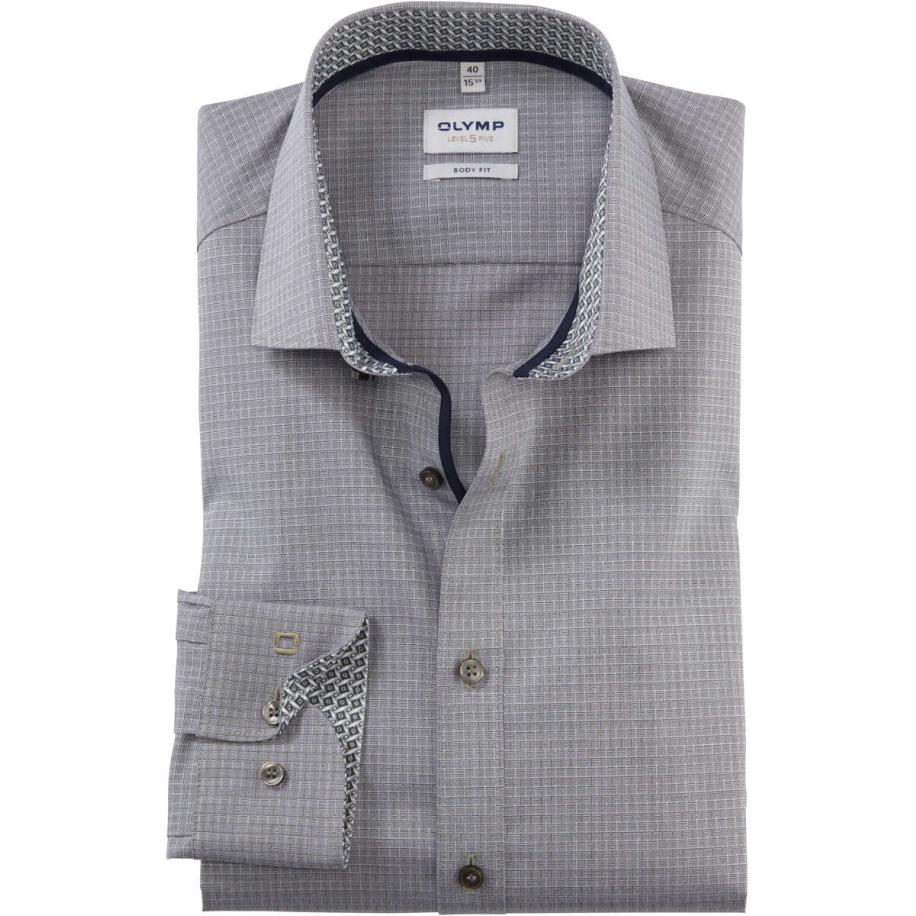 OLYMP Level Five Overhemd olijf, Motief Groen