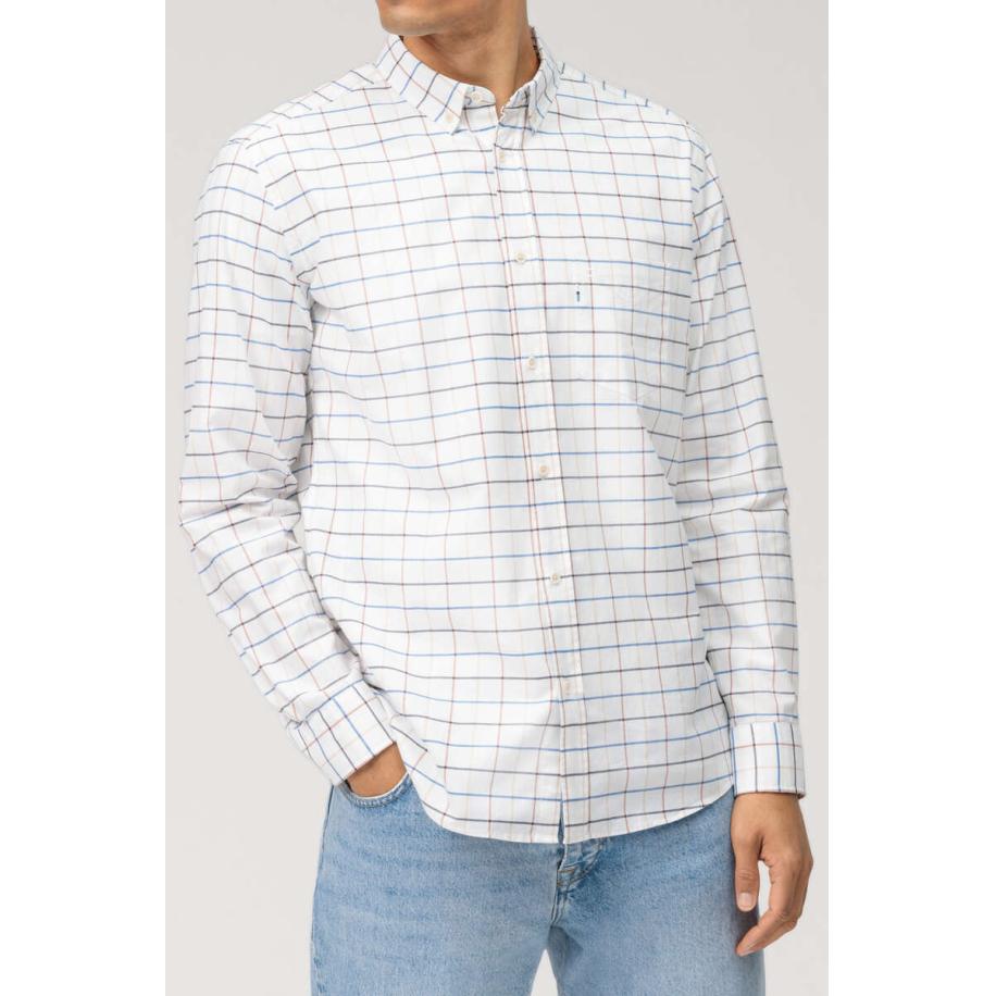 OLYMP Casual Overhemd wit, Ruit Wit