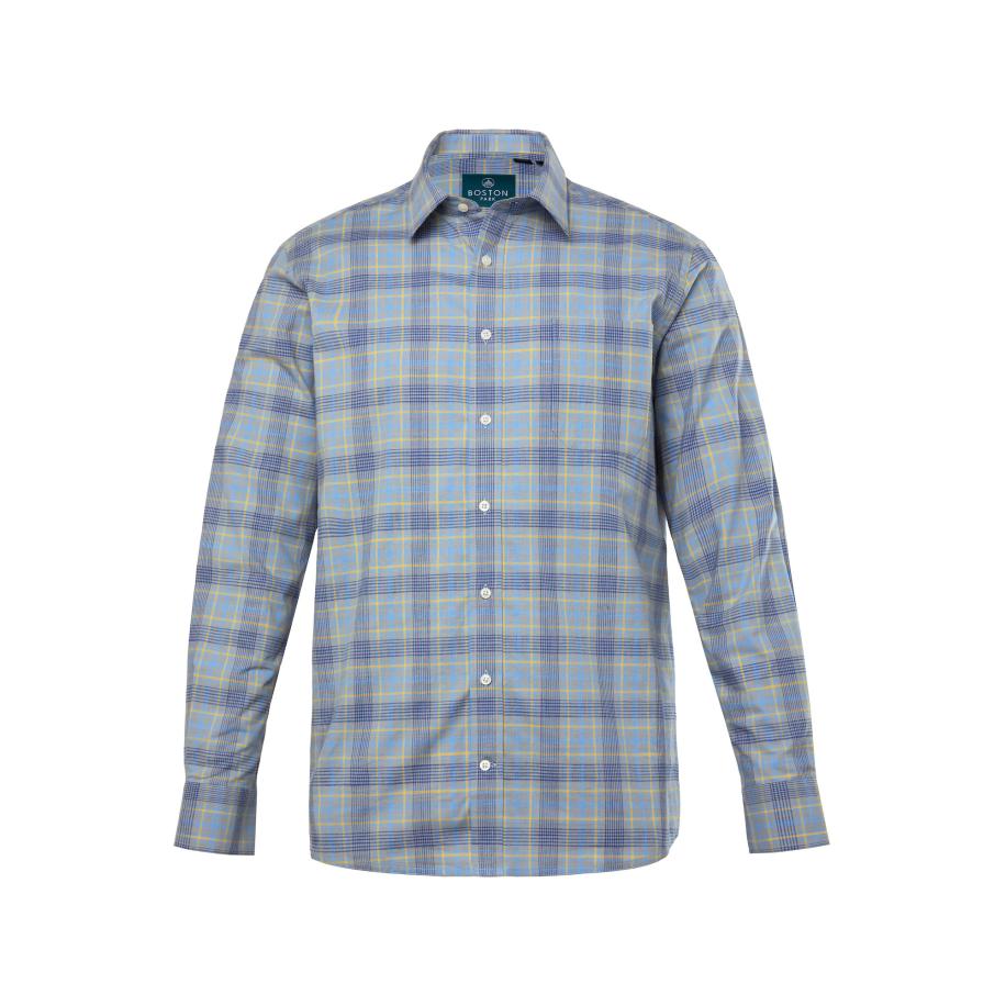 Boston Park Boston Park Overhemd geel / grijs / basaltgrijs / lichtgrijs -