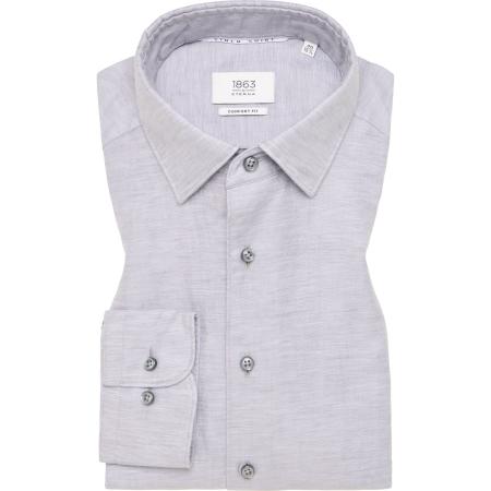 ETERNA 1863 Linnen Overhemd grijs, Effen