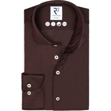 R2 Amsterdam Jersey shirt bruin, Effen