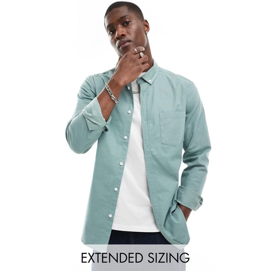 ASOS DESIGN - Smal oxford overhemd in zachtblauw Blauw