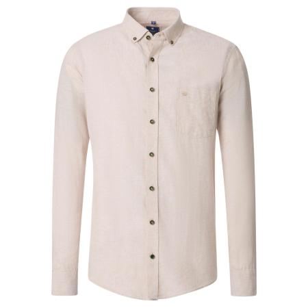 Redmond Casual Linnen Overhemd beige, Effen