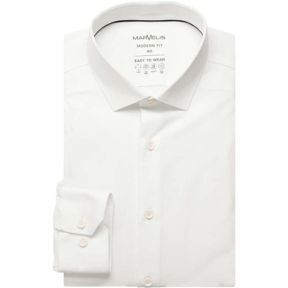 Marvelis Performance Overhemd ecru, Effen Wit