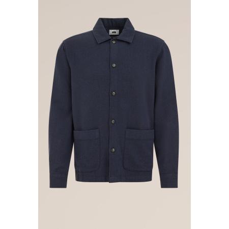 WE Fashion Heren overshirt met structuur - Regular fit - Marineblauw - Katoen - Maat: L