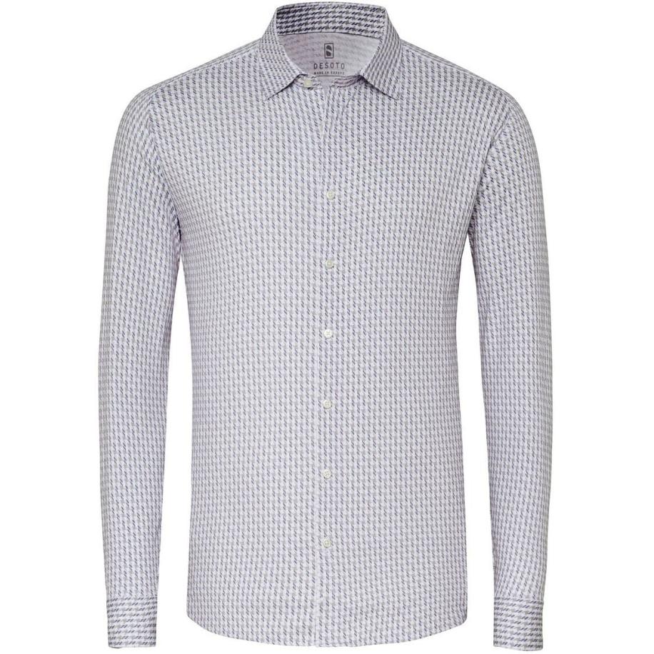 Desoto Overhemd Timeless Elegance Print Greige Bruin