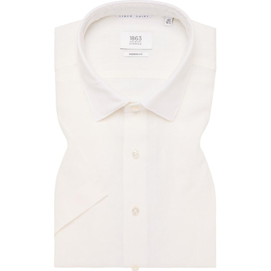 ETERNA 1863 Linnen Overhemd veelkleurig, Effen Wit