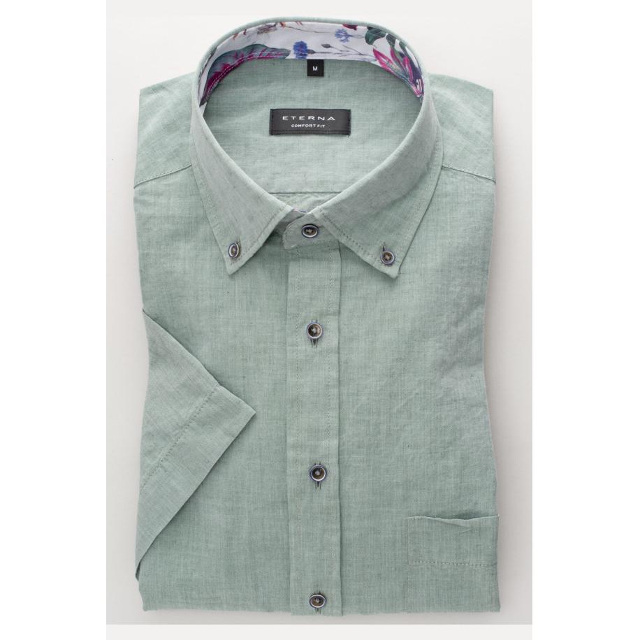 ETERNA Linnen Overhemd groen, Effen Groen