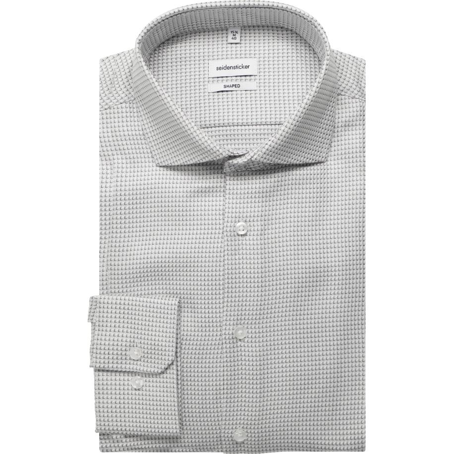 Seidensticker Overhemd lichtgrijs, Gestructureerd Grijs