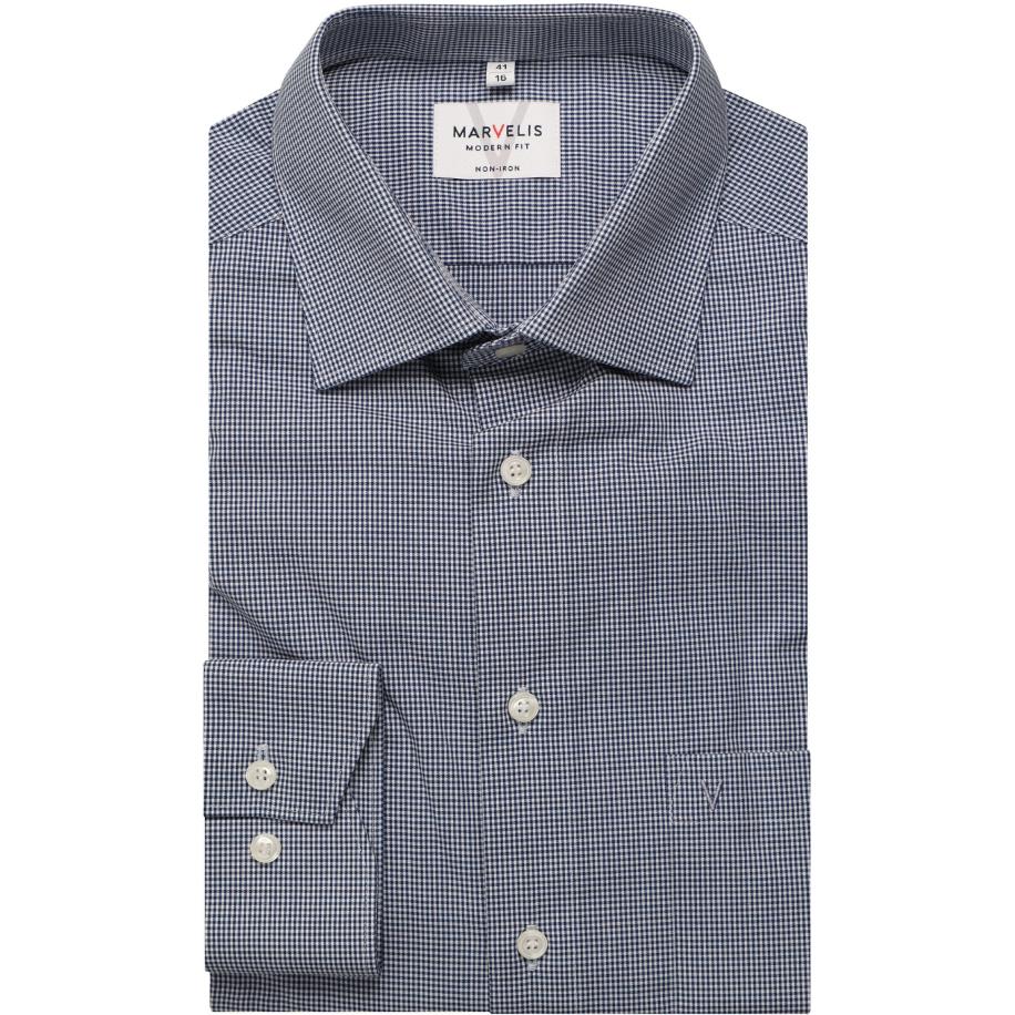 Marvelis Overhemd marine, Vichy ruit Blauw