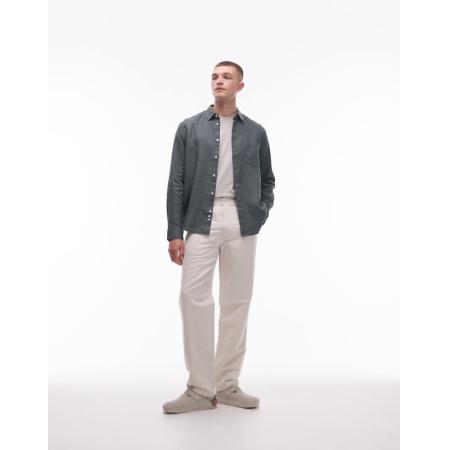 ARKET - Regular-fit linnen overhemd in kaki-Groen