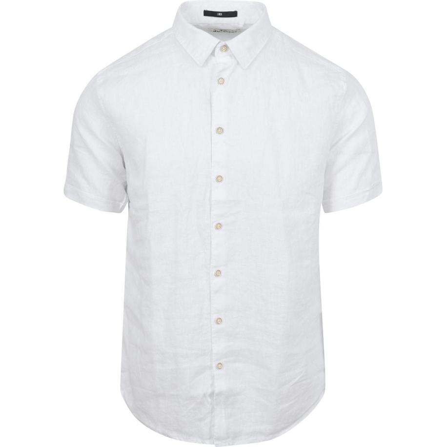 No Excess Short Sleeve Overhemd Linnen Wit Wit
