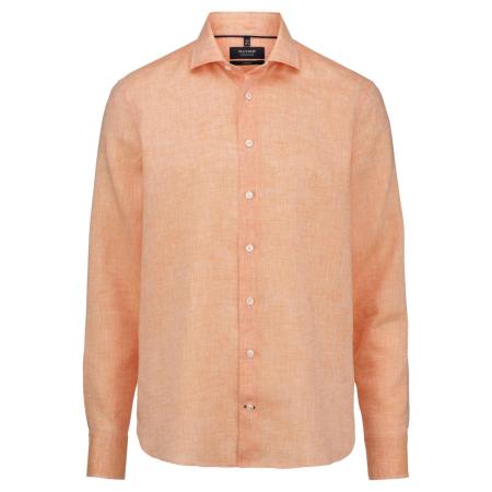 OLYMP SIGNATURE Soft Business Linnen Overhemd lichtoranje, Faux-uni