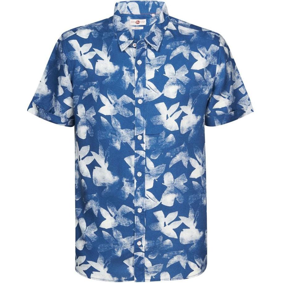 Petrol Short Sleeve Overhemd Bloemen Blauw Blauw