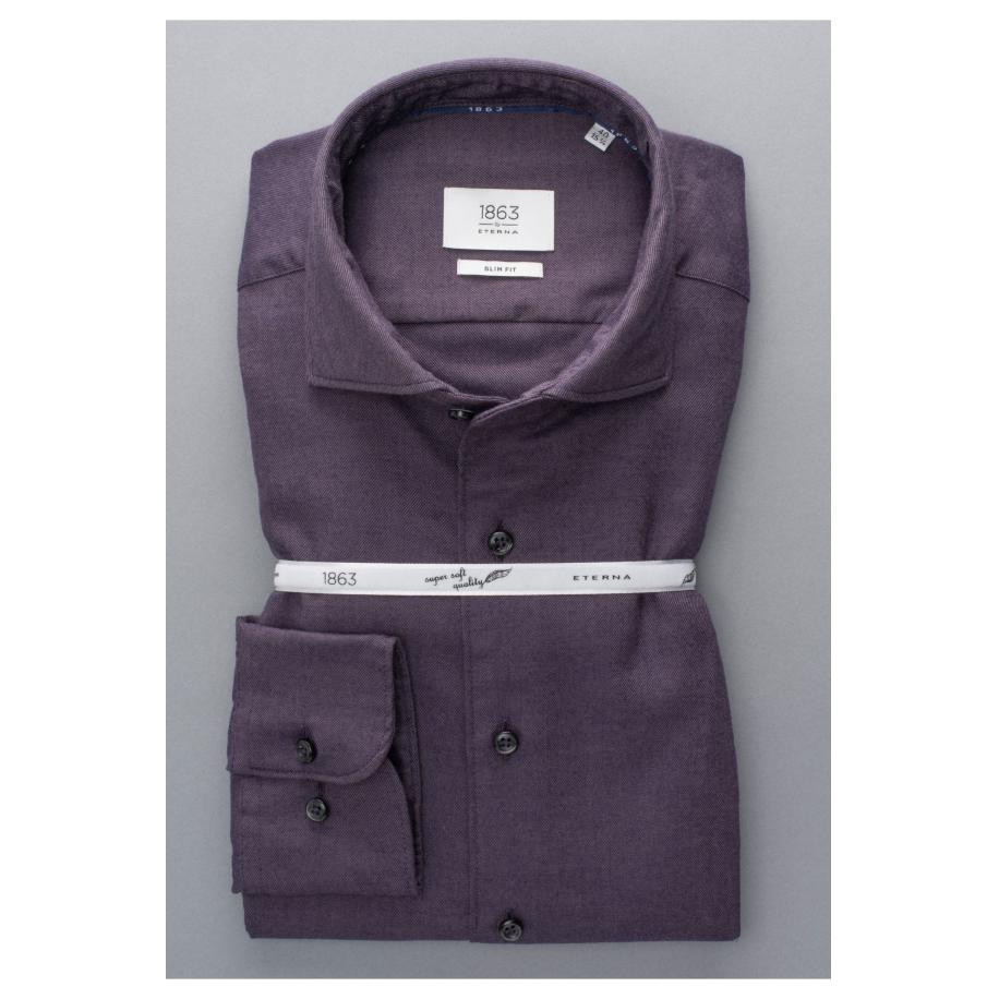 ETERNA 1863 Flanellen Overhemd beige-bruin, Effen Paars