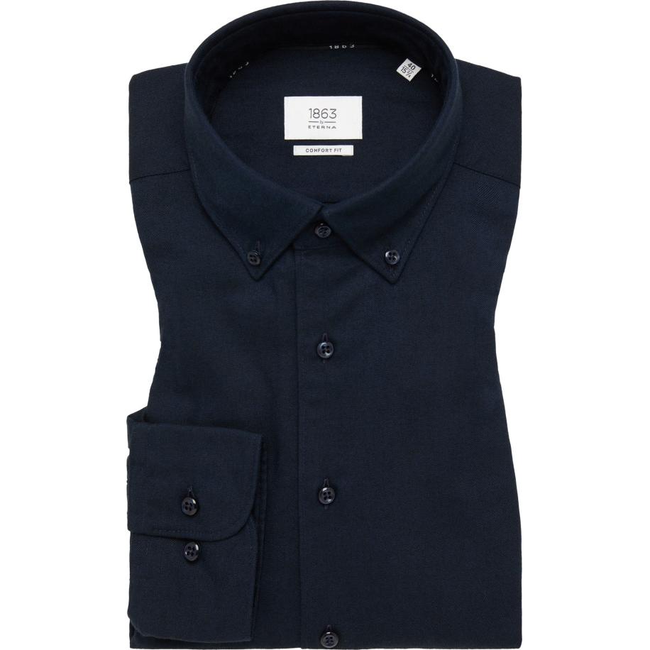 ETERNA 1863 Flanellen Overhemd marine, Effen Blauw