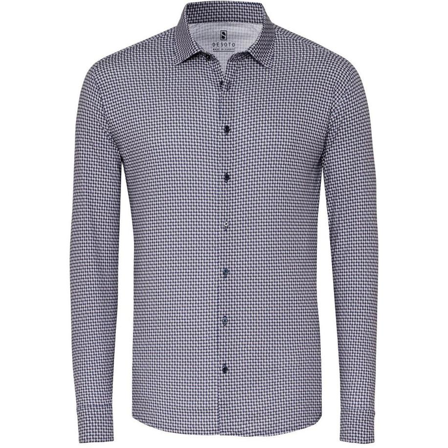 Desoto Overhemd Timeless Elegance Print Donkerblauw Blauw