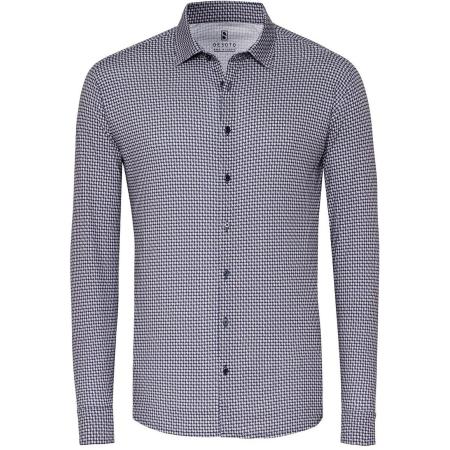 Desoto Overhemd Timeless Elegance Print Donkerblauw